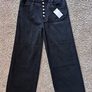 TNR Black Wide-Leg Button-Fly Jeans